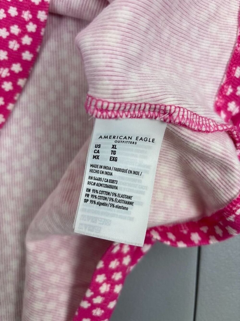 American Eagle XL hot pink ditzy floral‎ ribbed a-line mini sundress cottagecore - Picture 7 of 7